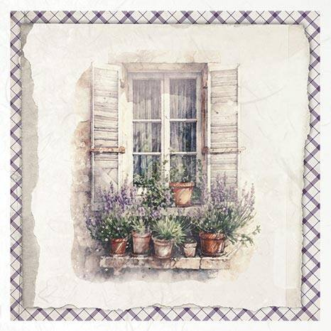 ITD Reispapier Decoupage SET Bastelpapier, Tür und Fenster mit Lavendeldekoration RSM081