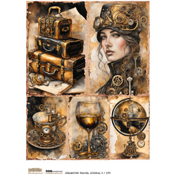 Reispapier Decoupage Bastelpapier A4 - Scraplove - Steampunk Travel Journal 9