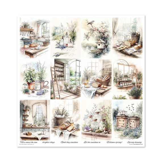 ITD COLLECTION Setz 11Stk 30x30cm Scrapbooking Papier - Cottage in the Country