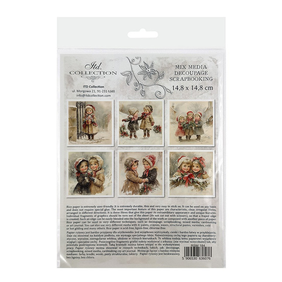 Reispapier-Set - Vintage Kinder, Weihnachten - RSM184 - Itd Collection