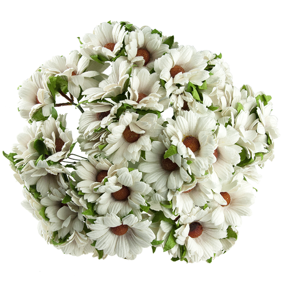 MARGERITEN 45mm 50Stk Scrapbooking Maulbeerpapier Blumen Flowers, weiß