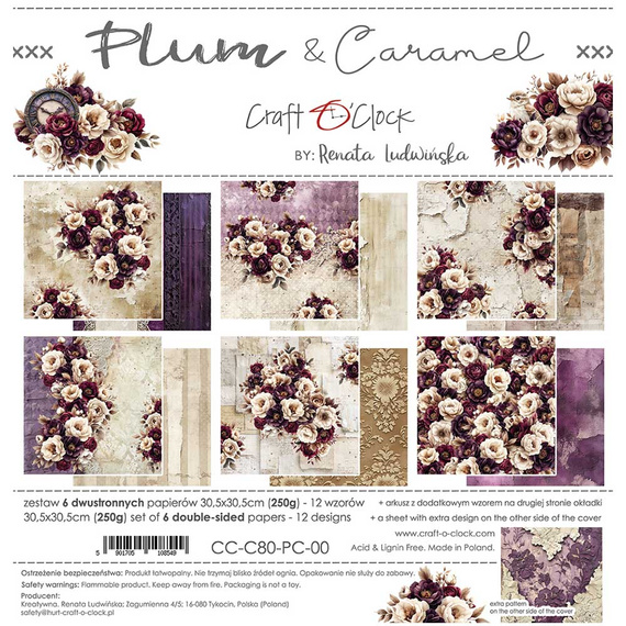 Scrapbooking Papier Set 30x30 - Craft o'clock - Plum & Caramel