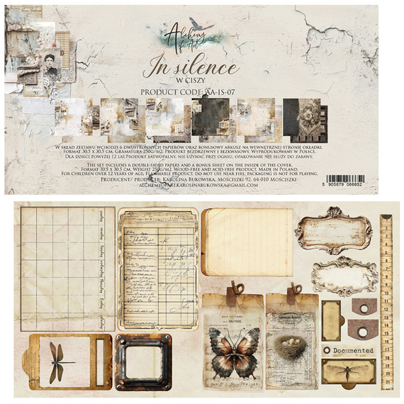 ALCHEMY OF ART Set 30x30cm Scrapbooking Papier, In silence