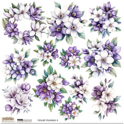 AUFKLEBER ScrapLove Dekor Stickers - Violet Flowers 2 violette Blumen