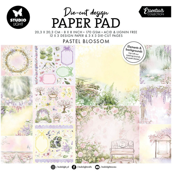 STUDIOLIGHT Scrapbooking Papier Set 20x20 cm, Collage Papier Pad - Christmas Blush
