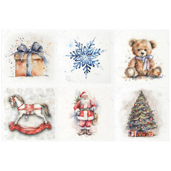 Scrapbooking-Bastelpapier-Set reis - ITD - RSM142 Weihnachtsmann, Schaukelpferd, Teddybär, Schneeflocke, Geschenk