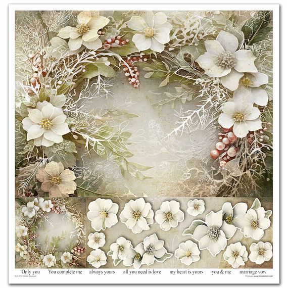 ITD 11Stk 30x30cm Scrapbooking Papier 200g 30x30 - Winter Bouquet