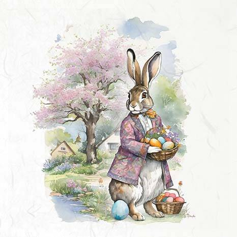 Reispapier-Set - ITD - RSM118 Osterhasen mit Ostereiern