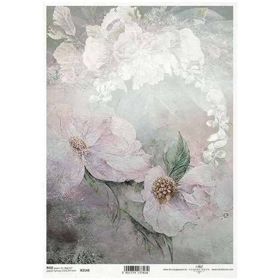 ITD Reispapier Decoupage Bastelpapier Softpapier Serviettentechnik, Blumenmotive, Blumen R2148