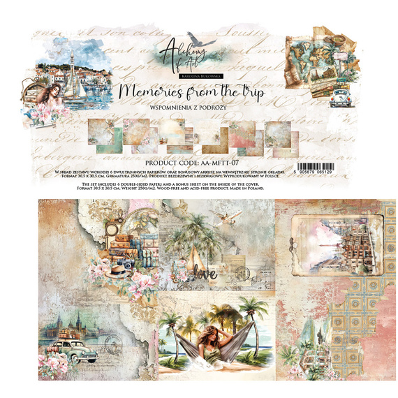 ALCHEMY OF ART 6Blatt 30x30cm doppelseitig Scrapbooking Papier, Memories from the trip