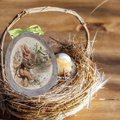DECOUPAGE KIT Ostereier aus Holz mit Rahmen