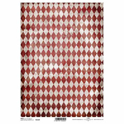 Reispapier für Decoupage A4 - graue und rote Rauten - R1529 - Itd Collection