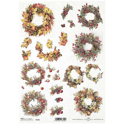 ITD Reispapier Decoupage Bastelpapier Serviettentechnik-R2296 3D-Herbstkränze