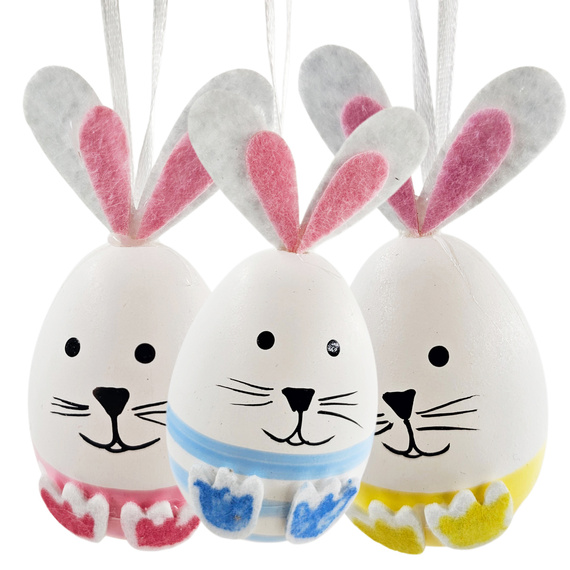 Deko-Eier Hasen 6 cm  Ostereier zum Aufhängen 6 Stk. - silber