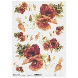 ITD Reispapier Decoupage Bastelpapier Softpapier, R0958 Mohnblumen