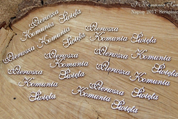 SCRAPINIEC Dekorpappe Die Cut Chipboard Dekoration Ornament, Pierwsza Komunia Święta