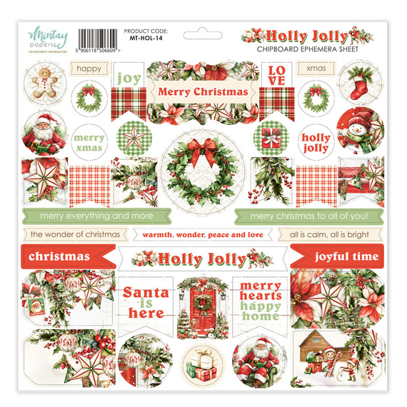 Karton-Elemente Blatt - Mintay - Holly Jolly ENG 
