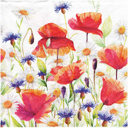 Serviettentechnik - 1 Stück Decoupage Serviette 33x33 cm - Poppies and Cornflowers