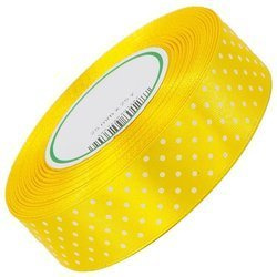 Gepunktetes Satinband 25mm 25m - 35 gelb