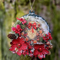 HOLZKUGEL mit Rahmen Anhänger aus Holz Weihnachtskugel zum Dekorieren Kugel 10cm