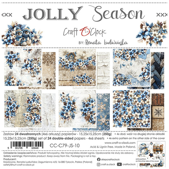 Scrapbooking Papier Set 15x15 - Craft o'clock - Jolly Season