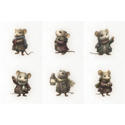 Reispapier-Set - Mäuse, Vintage-Stil, Winter - RSM211 - Itd Collection