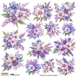 AUFKLEBER ScrapLove Dekor Stickers - Violet and Pink Flowers 1