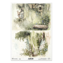 ITD Reispapier Decoupage Bastelpapier Serviettentechnik-R2581 Ländliche Landschaft