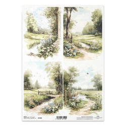 ITD Reispapier Decoupage Bastelpapier Serviettentechnik-R2580 idyllische Aussichten