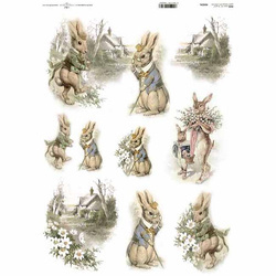Reispapier für Decoupage A3 ITD-R424L- Hasen