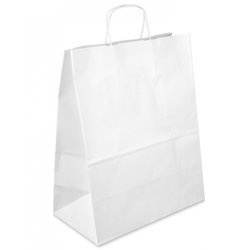 Papiertüte weiß 180x80x210mm Drehgriff