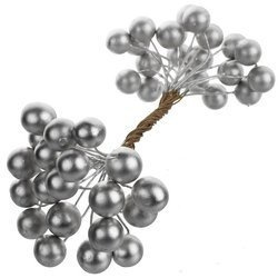 Beerenzweig - silber - 1 Zweig mit 40 Beeren