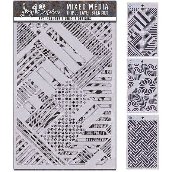 CIAO BELLA Mixed Media Triple Layer Stencil LaMania 3 designs Schablone STENCIL -  Set 6 