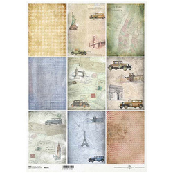 ITD Reispapier Decoupage Bastelpapier, A3 878L Stadtplan, Architektur, Reisen, alte Ansichtskarten