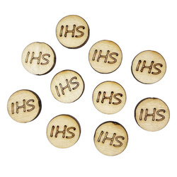 Kommunion Ornament aus Holz Hostie IHS 10 Stück