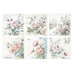 Reispapier-Set-Bastelpapier - ITD - RSM177 Blumen, Rosen, Pfingstrosen