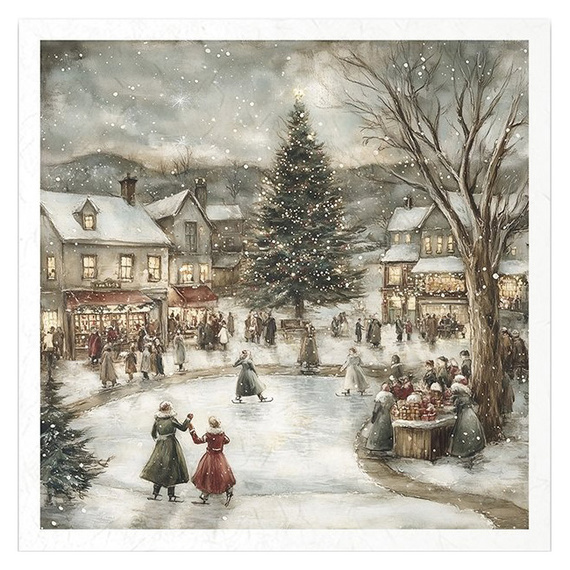 Reispapier-Set - Weihnachten, Menschen, Eisbahn, festliche Zeit - RSM191 - Itd Collection