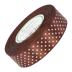  Gepunktetes Satinband 25 mm - braun 138 - 23 m - Dekoband