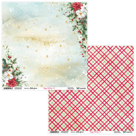 SCRAPandME 6Blatt 30x30cm doppelseitig Scrapbooking Papier 250g, Happy Holidays