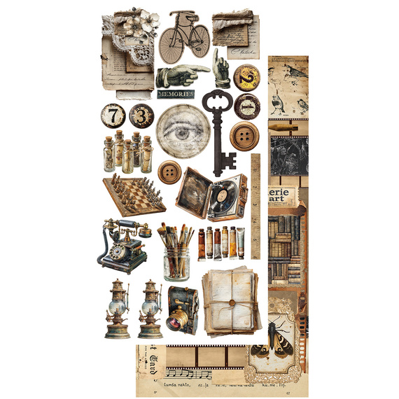 ALCHEMY OF ART Set 15x30cm Scrapbooking Papier, In silence, alte Zeiten