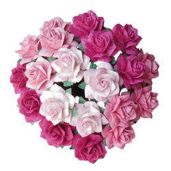 ROSEN Mulberrypapier 25 mm – STAR ROSES rose mix – Dekoblümen für Basteln - 50 Stück