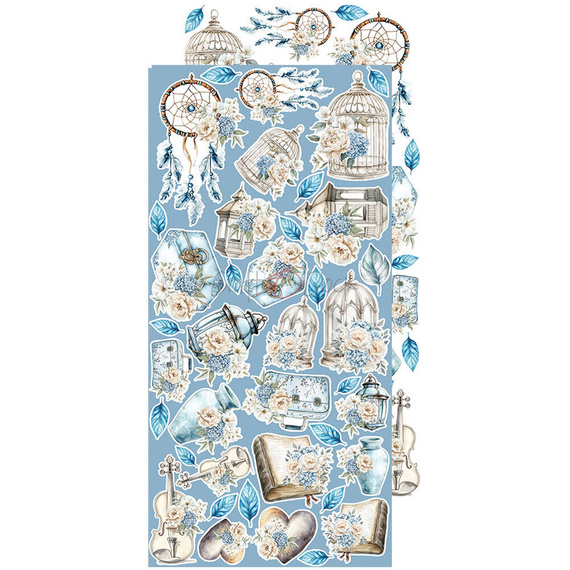 CRAFT OCLOCK 15x30cm Scrapbooking Papier mit Elementen, Something Blue - Flowers