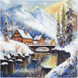 SERVIETTEN 1 Stück Motivservietten Decoupage Napkin 33x33cm, Snowy Winter View 