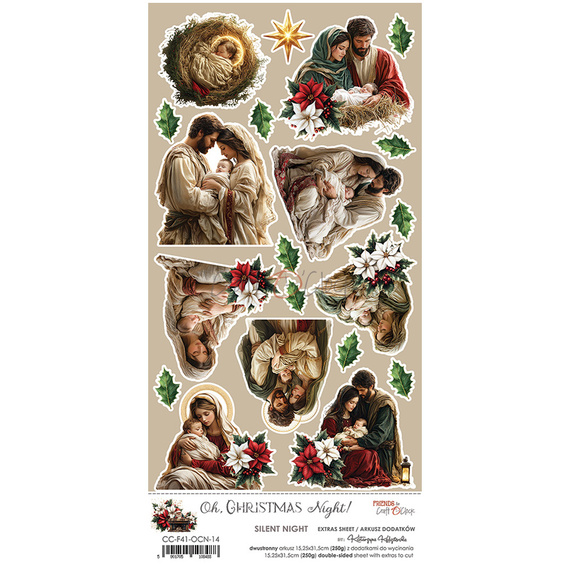 Scrapbooking-Papier 15x30 cm - Craft o'clock - Extras- Sheet - Oh Christmas Night - Silent Night