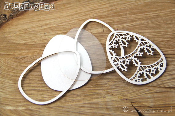 Dekorpappe Die Cut Chipboard - Tatting Ostern - Shaker box Egg 01 - Scrapiniec