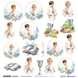 30x30cm doppelseitig Scrapbooking Papier - ScrapAndMe - First Communion boy 3 - Ausschneidebogen