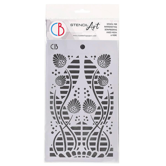 CIAO BELLA Mixed Media Schablone STENCIL 14,5x24cm - Tikal Blumen