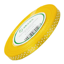 Satinband mit Punkten 6 mm - ca. 22 m - Gelb