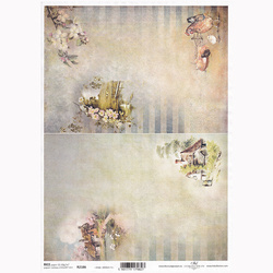 ITD Reispapier Decoupage Bastelpapier Softpapier Serviettentechnik, ländliche Ansichten, Hühner, Hühner, Häuschen R2186