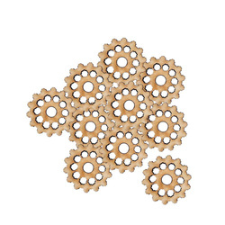 Holzverzierung Zahnrad Nr. 11 - Set mit 10 Stück - Decor